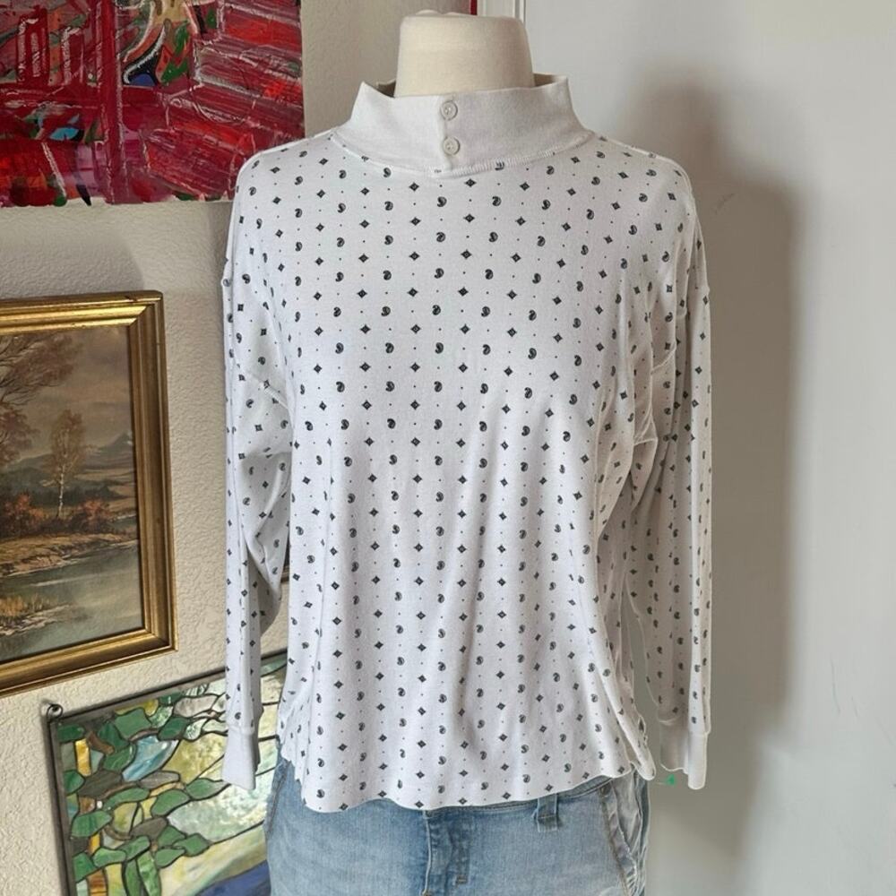 either or white patterned turtleneck sweater